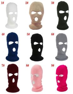 Beanie Balaclava Winter Full Face Hat Warm Ski Mask 3 -gat gebreide buiten wit zwart8604499