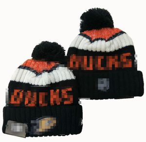 Beanie Ducks Mutsen Noord-Amerikaanse hockeybal Team zijpatch Winterwol Sport gebreide muts Skull Caps a0