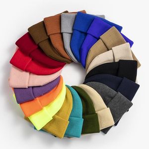 Beanie voor vrouwen mannen Solid Color Hat Winter Herfst Acryl Warm gebreide muts Duidelijke geverfde hoeden