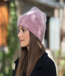 Beanie Hat For Women Winter Hat Breint Rabbit Fur Skullies Hats Warm Bonnet Cap vrouwelijk Girl4581866