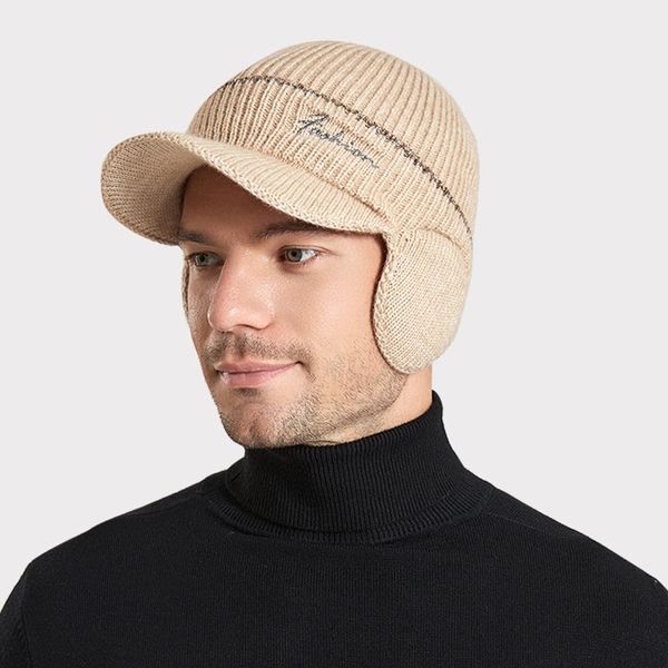 Beanie Hat Sombreros para hombres Skullies Bonnet Sombrero de invierno Sombreros para mujeres Gorras Hombre Earflap Solid Windprrof Thick Men Caps