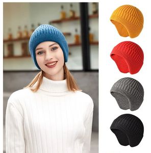 Gorro de punto para invierno, gorros cálidos con orejeras, gorro para mujeres y hombres, caza al aire libre C413