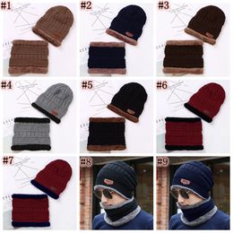 Bonnet chapeau écharpe ensemble chapeaux tricotés chaud épaissir chapeau d'hiver pour hommes et femmes unisexe coton bonnet tricoté casquettes LJJZ848
