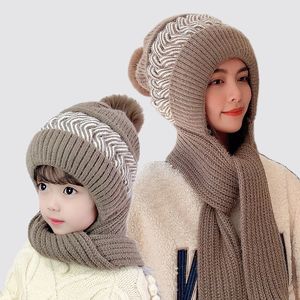 Bonnet Chapeau Chapeau D'hiver Chapeaux pour Femmes Costume Écharpe Parent Enfants Adultes Tricoté Masque De Ski Bonnet Grande Taille