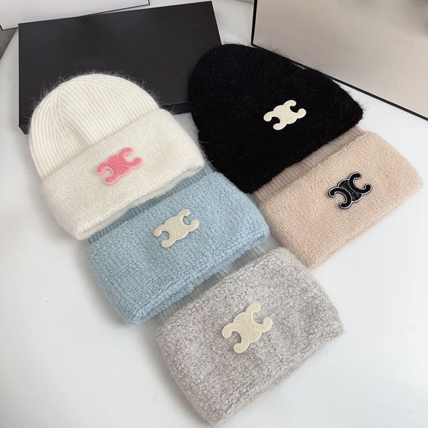 Bonnet Hommes Femmes Haut de gamme Designers Marque Chapeaux Bonnet Hiver Tricoté Laine Chapeau Lettre Doux Lapin Fourrure Crâne Casquettes Masque Plus Épais