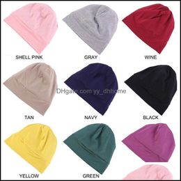 Beanie/SKL Caps hoeden hoeden sjaals handschoenen mode accessoires vrouwen meisje katoen dubbele laag nacht slee hoed haarverzorging c dhzu9