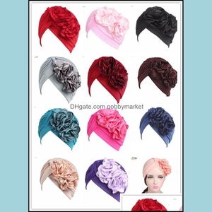 Bonnet/Skl Casquettes Chapeaux Chapeaux, Foulards Gants Accessoires De Mode Vintage Double Fleur Bonnet Turban Style Chapeau Femmes Bandeaux Turbante Cheveux Dr