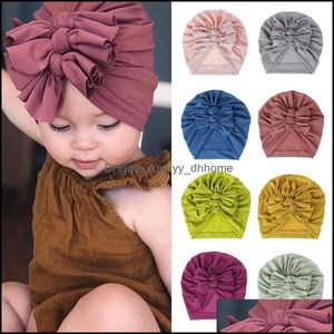 Bonnet / Skl Caps Chapeaux Chapeaux Foulards Gants Accessoires De Mode Plissé Fleur Bébé Chapeau Tricoté Coton Tissu Cap Infantile Pographie Props Beani