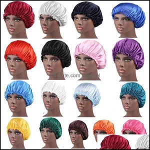 Bonnet / Skl Casquettes Chapeaux Chapeaux Foulards Gants Accessoires De Mode Solide Couleur Soie Satin Nuit Chapeau Femmes Tête Er Sommeil Dhei3