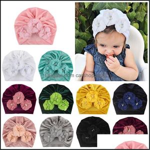 Bonnet / Skl Casquettes Chapeaux Chapeaux Foulards Gants Accessoires De Mode Belles Perles Cousues À La Main Fleurs Chapeau Indien Couleur Unie Or Veet Bébé Handmad