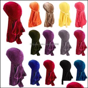 Bonnet/Skl Casquettes Chapeaux Chapeaux Écharpes Gants Accessoires de mode Unisexe Hommes Femmes Respirant Bandana Chapeau Veet Durag Do Doo Du Rag Long Tail H