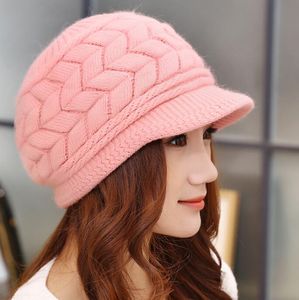 Beanie/skl Caps Dames Warme Winer Mutsen Konijn Dikke Dubbellaagse Hoed Hoeden Reizen Heren en Dames Zoete Meisjes Designer Cap 56-58cm Pu