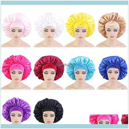 Bonnet/Skl Chapeaux Casquettes Chapeaux, Foulards Gants Mode Aessories Extra Large Bonnet en Satin Solide avec de Larges Liens Extensibles Soins des Cheveux Longs Femmes Nig