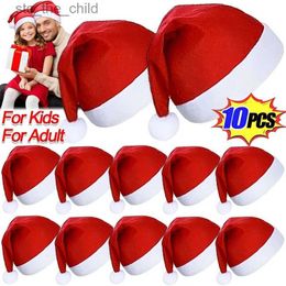 Bonnet/Crâne Casquettes 10/1 PCS Adultes Enfants Chapeaux De Noël Tissu Non Tissé Père Noël Chapeaux De Noël Casquette Joyeux Noël Nouvel An Festival Fête Décoration L231025