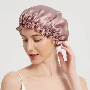 Bonnet/crâne casquettes 100% mûrier soie nuit sommeil Bonnet Bonnet chapeaux pour femmes enveloppe cheveux avec bande élastique 16 Momme 231128