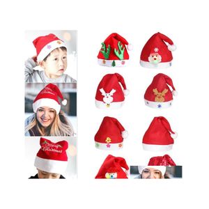 Bonnet / Casquettes De Crâne 12 Styles Ornement De Noël Rapide Adt Rouge Chapeau Commun Père Noël / Enfant Dessin Animé Glowing Drop Delivery Mode Accessori Dhl82