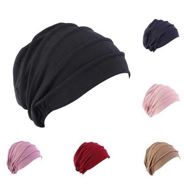 Beanie / Skull Caps 1 unid elástico moda hijabs turbante gorro cap mujeres suave algodón capo cabeza abrigo invierno cálido alta calidad turbante sombrero CP104 240125