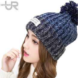 Beanie/Skull Caps 2021 Fashion Woman's Warm Woollen Winter Hats gebreide bont pet voor vrouw Sooner State Letter Skullies Beanies 6 Color