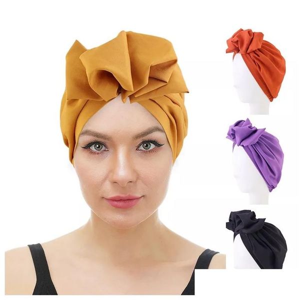 Bonnet / Skull Caps 2022 Nouveau Foulard pour femmes Élégant Rétro Turban Foulards Élastique Africain Head Wraps Musulman Hijab Cap Mariage Dhgarden Dhi5Y