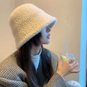 Beanie/Skull Caps 2022 unisex Harajuku emmer hoed graffiti vaste vrouwen mannen vissersvisser hoed herfst winter lamsvlees buiten warm panama cap t221013