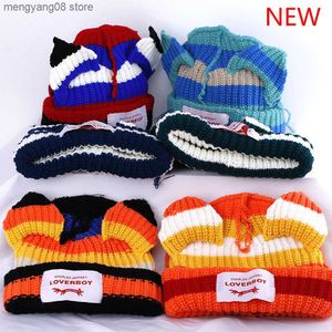 Bonnet / Skull Caps 2022 Hiver Skullies Mignon Femmes Renard Chapeau Crochet Tricoté Chapeau Plus de couleur Costume Bonnet Chapeaux pour Femmes Cadeau De Noël Hip-Hop Cap T230719