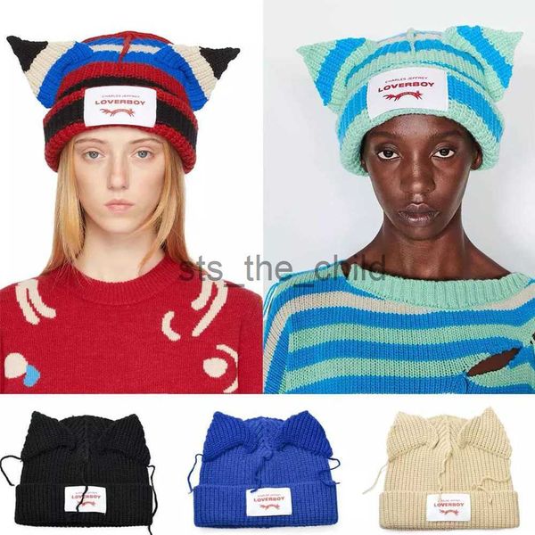 Bonnet / Skull Caps 2022 Winter Skullies Mignon Femmes Longues oreilles de lapin Chapeau de renard Crochet Chapeau tricoté Costume Bonnet Chapeaux Cadeau de Noël Hip-Hop Cap x0907