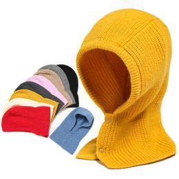 Beanie / Skull Caps 2022 Mujeres Invierno Gorro de punto Jersey Señora Pasamontañas Sombrero Anillo cálido Bufanda Hilo de lana Gorro Exterior Snood Collar Silenciador Nuevo T221020