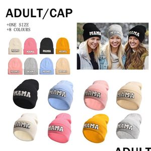 Beanie/Skull Caps 2023 Mama Letter Mini Keep Warm Skl Fashion Nieuwe Outdoor Solid Color Women Beanies Winter Hat Drop Delivery Accessori Dh51V