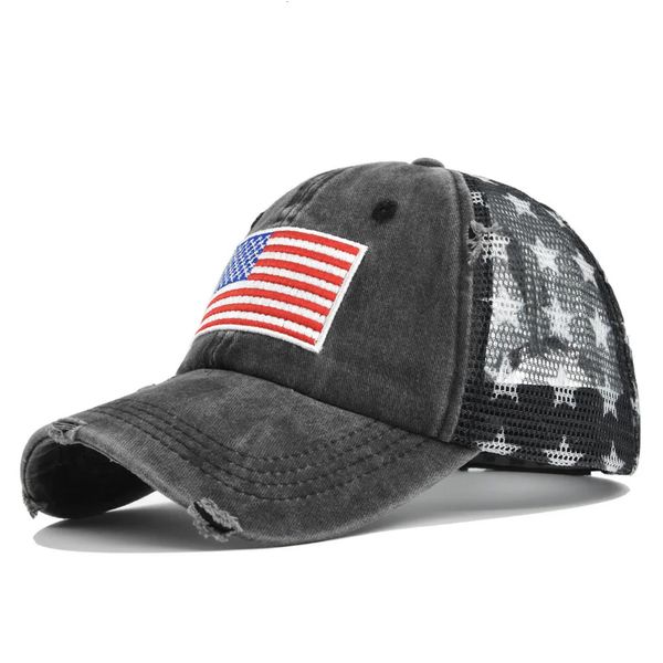 Bonnet Skull Caps 2023 Été Vintage USA Drapeau Brodé Mesh Trucker Chapeau Femmes Y2k Baseball Respirant Pour Hommes Casquettes 231130