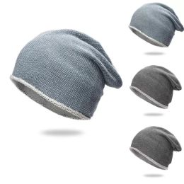 Bonnet/tête de mort casquettes 25 # couleur unie chapeau extérieur tout match casquette de couverture Plus velours chaud froid tricoté Pile crème solaire coton mignon bonnets