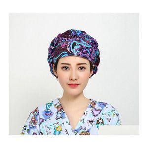 Bonnet / Crâne Caps 5pcs / Set Envoi aléatoire en gros unisexe gommage casquette réutilisable coton de travail réglable bandeau bouffant chapeaux pour Wo Dhbuf