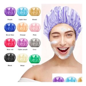 Bonnet / Skull Caps 77 Styles Double Couche Soie Cheveux Caps Personnalisé Sommeil Poils Bonnets Avec Personnaliser Logo Satin Nightcap Drop Livraison Fa Dhiw5