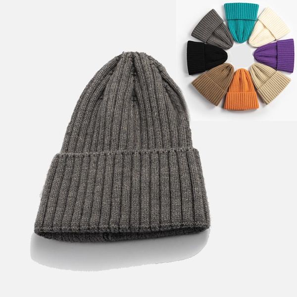 Bonnet/tête de mort casquettes 8 couleurs laine coréenne acrylique tricoté femmes hommes Skullcap automne hiver sortie élastique Skullies bonnets casquette pour