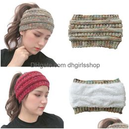 Gorro / Skull Caps 8 colores Peluche Fleece Punto Diadema Sombrero Otoño-Invierno Cálido Cola de caballo Mujer Casual Drop Entrega Moda Accessori Dhtlr