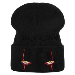 Beanie / Skull Caps Adulto Nuevos Sombreros Invierno Punto Bordado Sombreros de lana Hombres y mujeres Horror Eye Sombreros Moda Calor Sombreros gruesos x0907