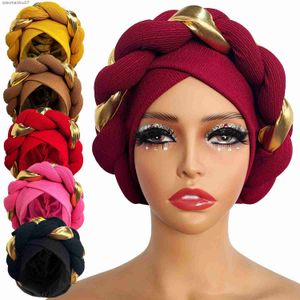 Bonnet/casquettes de crâne foulards africains femmes chapeaux plissés accessoires de cheveux arabe enveloppé foulards musulmansL2403