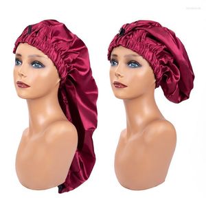 Beanie/Skull Caps Alileader Silk Bonnet Night Cap verstelbaar satijn voor krullend haar Silky slaap Davi22