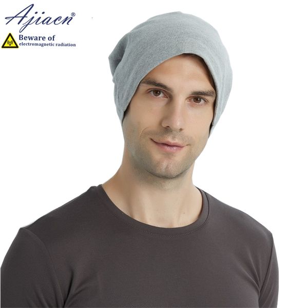 Bonnet/Crâne Caps anti-électromagnétique rayonnement 100% fibre d'argent tricoté chapeau Téléphone portable ordinateur TV EMF blindage bonnet de sommeil 230826