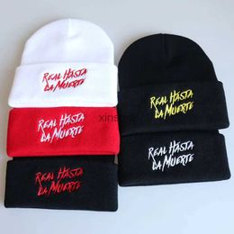 Beanie/Gorras de calavera Anuel Aa Real Hasta La Muerte Gorros casuales de algodón para hombres y mujeres Gorro de invierno tejido Hip-hop Skullies Bonnet Gorra unisex YQ240207