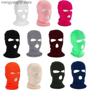 Bonnet / Crâne Caps Armée Tactique Balaclava Ski Masque Unisexe 3 Trous Plein Visage Couverture Cap Hiver Tricoté Chaud Chapeau Moto Tête Capuche Bonnets Bonnet T230719