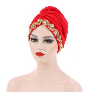 Beanie Skull Caps Auto Gele Zachte Rekbare Tulbanden en Hoofdwraps Skull Caps Afrikaanse Pre Tied Bonnet Beanie Cap voor Dames Aso Oke 230831