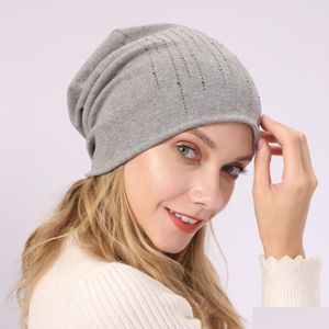 Bonnet / Crâne Caps Automne Hiver Cristal Skl Caps Cap Chaud Mode Doux Femmes Chapeau Bonnet Chapeaux Cadeau Drop Livraison Accessoires Foulards G Dhfta