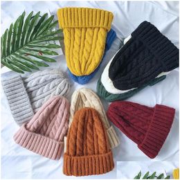 Beanie/Skull Caps Autumn Winter Men Dames gebreide hoed vaste kleur warme beanie breien hoeden drop levering mode accessoires sjaals dhoij