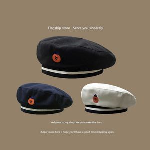 Beanie/Skull Caps Autumn Winter Woman Hat Mode schattig zwarte baret brief borduurwerk winter dames hoeden vintage mannelijke baret Franse hoed marine cap t221020