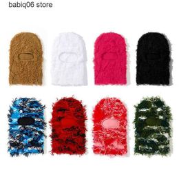 Gorro / Gorros de calavera Pasamontañas de punto desgastado Mascarilla de esquí de cara completa Máscara tímida Pasamontañas de camuflaje Pasamontañas de punto Fuzzy Pasamontañas de esquí T230731