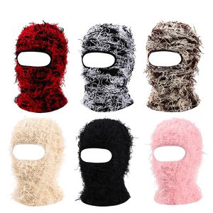 Gorro / Gorros de calavera Pasamontañas Máscara de esquí de cara completa de punto desgastado para hombres Mujeres Gorros Sombreros Skullies Camuflaje Invierno Gorro cálido A prueba de viento 230925