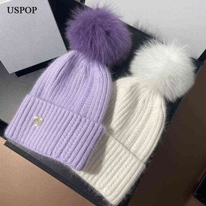 Beanie/Skull Caps Ball Caps USPOP 2021 Gloednieuwe Winterhoeden vrouwen gebreide hoed C T220823