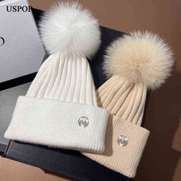 Bonnet/tête de mort casquettes casquettes USPOP nouvel hiver tricoté chapeau épais chaud parent-enfant T220823