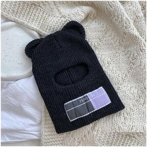 Bonnet / Skull Caps Beanie Skl Bear Ears Clava Dames 1 Trou Masque De Ski À La Main Cloghet Fl Visage Chapeau Drop Livraison Accessoires De Mode Chapeau Dhjv2