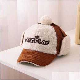 Bonnet / Skull Caps Beanie Skl Caps Enfant Automne Hiver Chapeaux Avec Oreilles En Peluche Casquette De Baseball Pour Enfants Garçon Fille Mignon Pompon Corduroy Travail 2308 Dhe4L